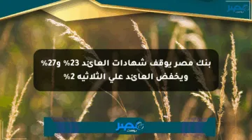 بنك مصر يوقف شهادات العائد 23% و27% ويخفض العائد على الثلاثية 2%